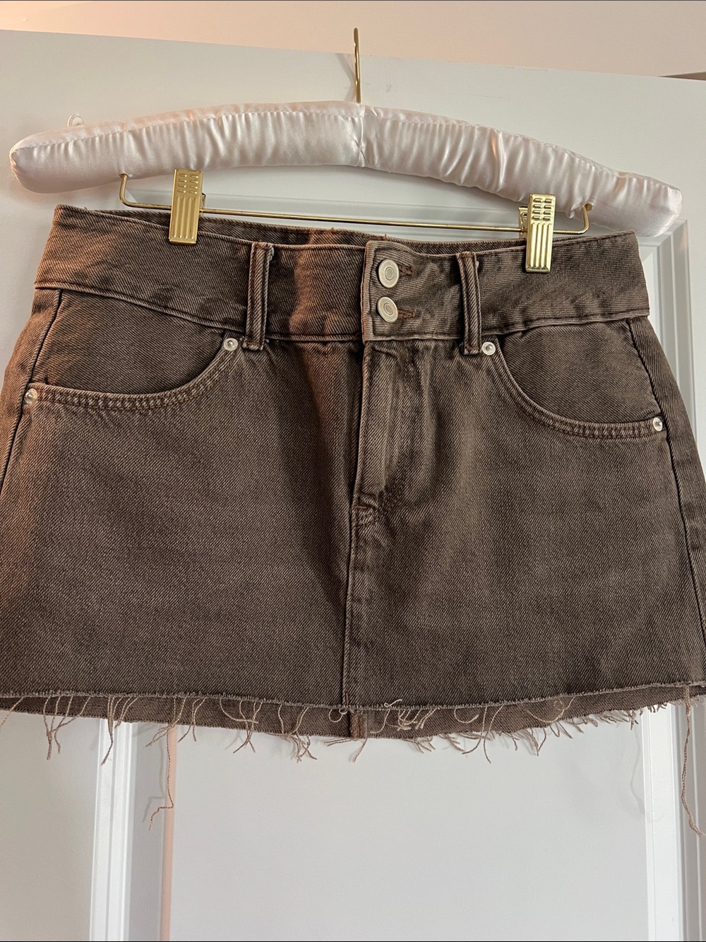 Zara Chocolate Brown Denim Mini Skirt